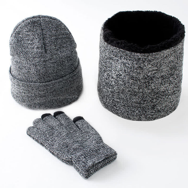 Set di 3 caldi cappelli, sciarpe e guanti touchscreen