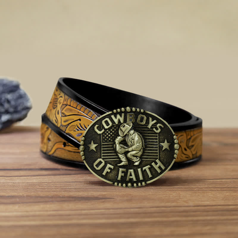 Cintura in pelle con fibbia "Cowboys Of Faith" fai da te da uomo