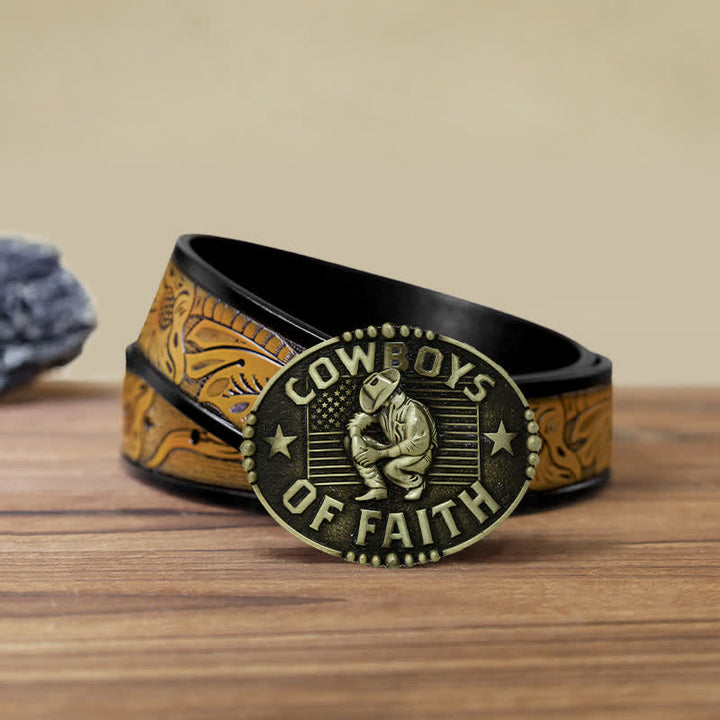 Cintura in pelle con fibbia "Cowboys Of Faith" fai da te da uomo