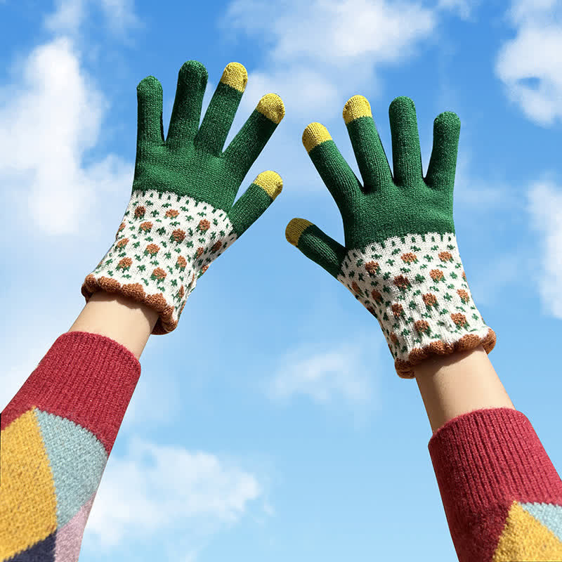 Guanti da giardinaggio con dita intere da donna, in maglia, con touch screen