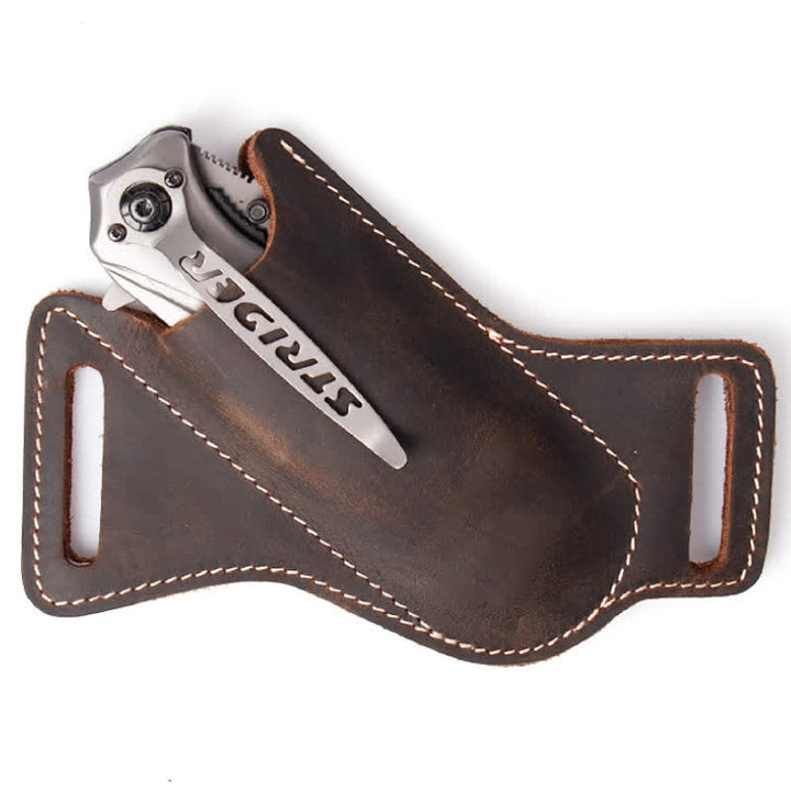 EDC Coltello pieghevole Fodero Fondina in pelle Cintura Borsa