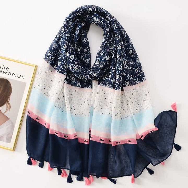 Sciarpa sottile con nappe floreali a farfalla da donna