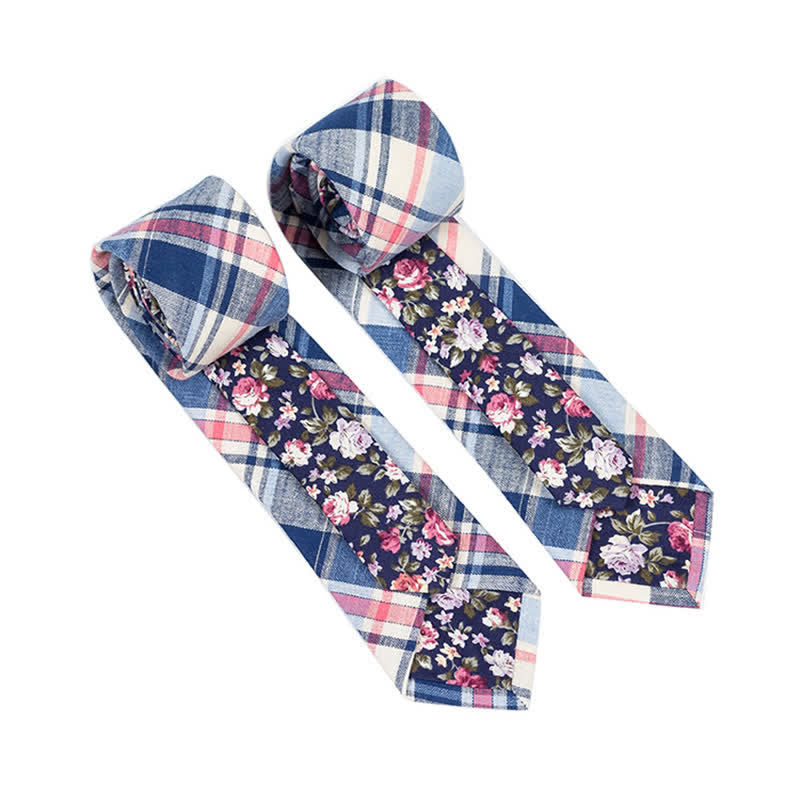 Cravatta da uomo con motivo patchwork floreale a quadri
