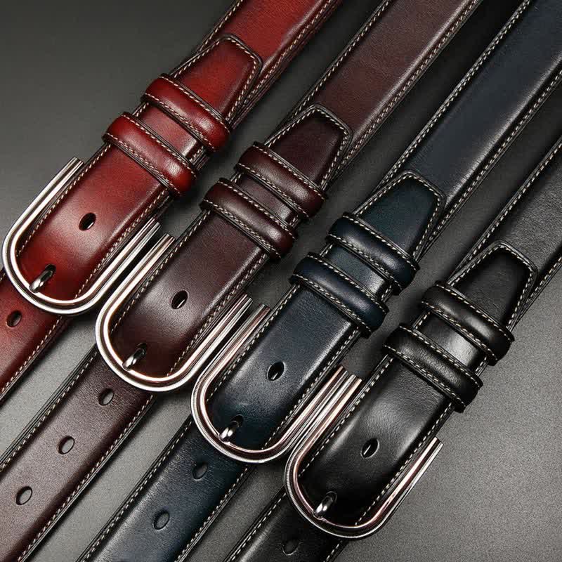 Cintura in pelle elegante da uomo, stile retrò, a doppia faccia - image 1