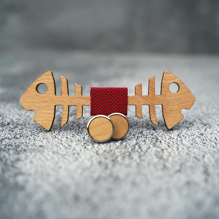 Set di 3 papillon in legno a spina di pesce da uomo - image 4
