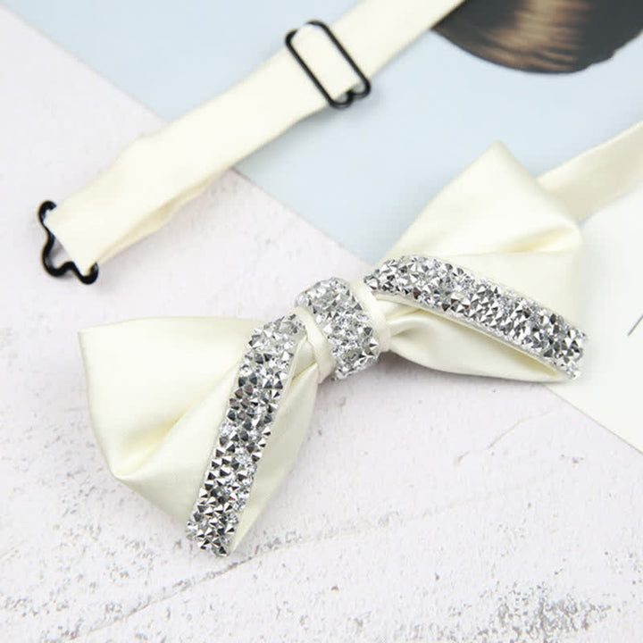 Papillon da sposa con strass scintillanti da uomo - Bianco - image 12