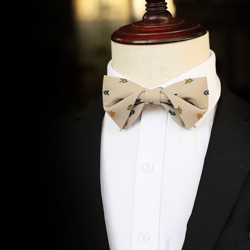 Papillon da uomo con frecce ricamate color cachi