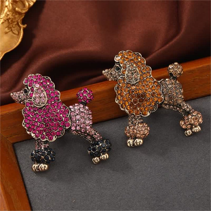 Spilla da donna a forma di barboncino con strass