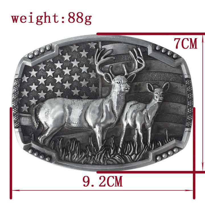 Cintura in pelle con fibbia della bandiera americana da cacciatore di cervi fai da te da uomo