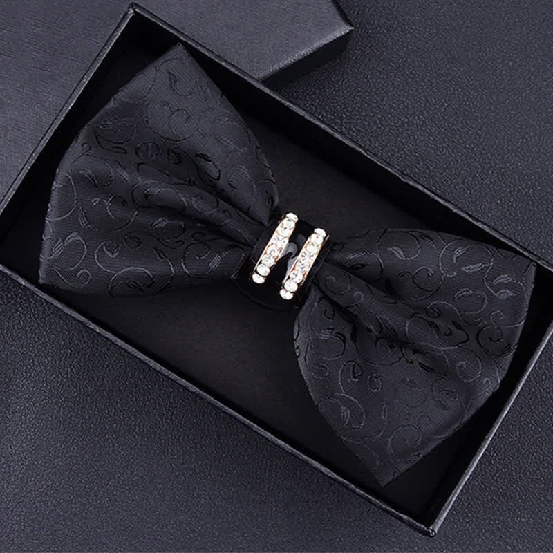 Papillon da uomo con motivo floreale Paisley a righe e strass