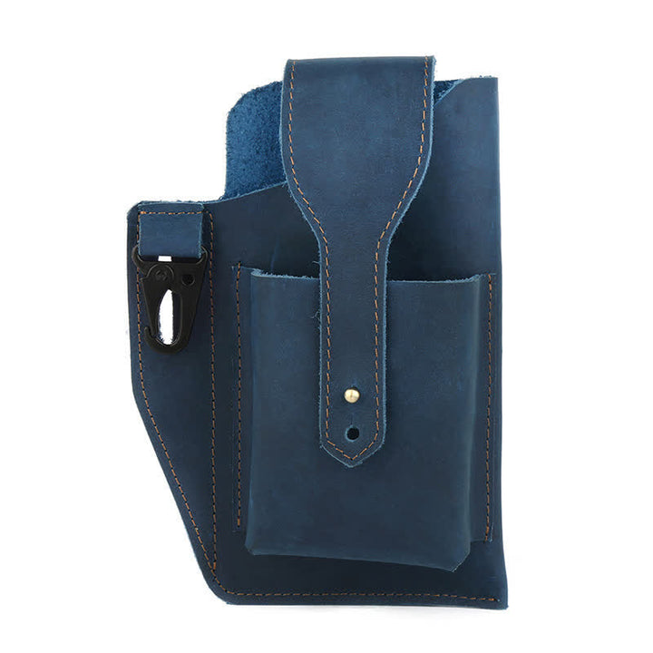Borsa a tracolla in pelle Crazy Horse minimalista per telefono - Blu - image 22