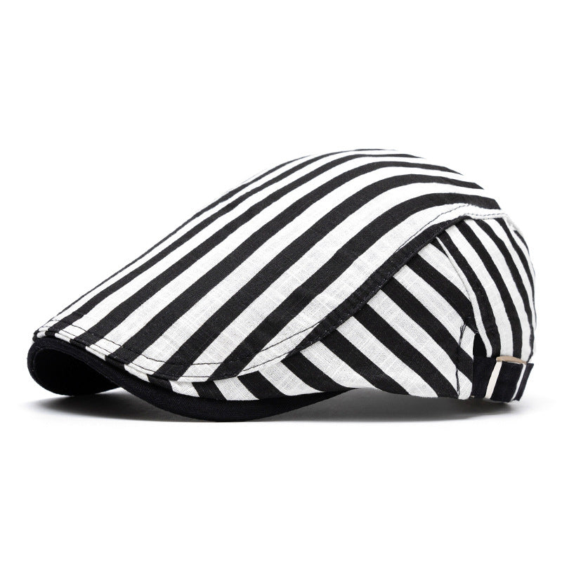 Cappello basco a righe e quadri in puro cotone, moda primavera ed estate - Striscia beige - Regolabile (22"-24") - image 17