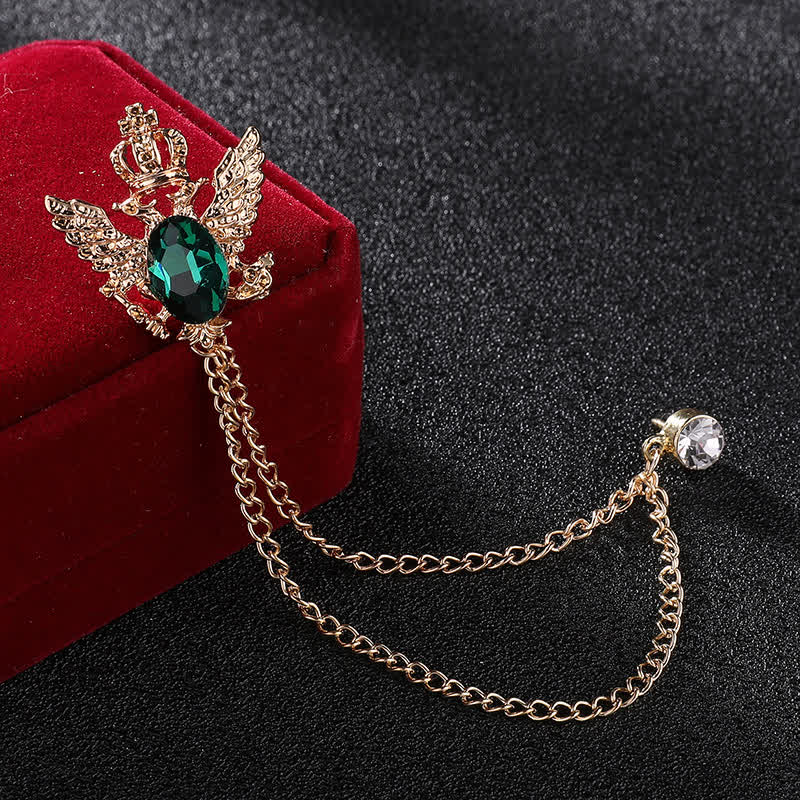 Spilla a catena con corona di re aquila da uomo