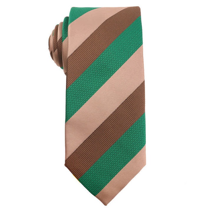 Cravatta da uomo serie verde e giallo fresco - Strisce larghe - image 2