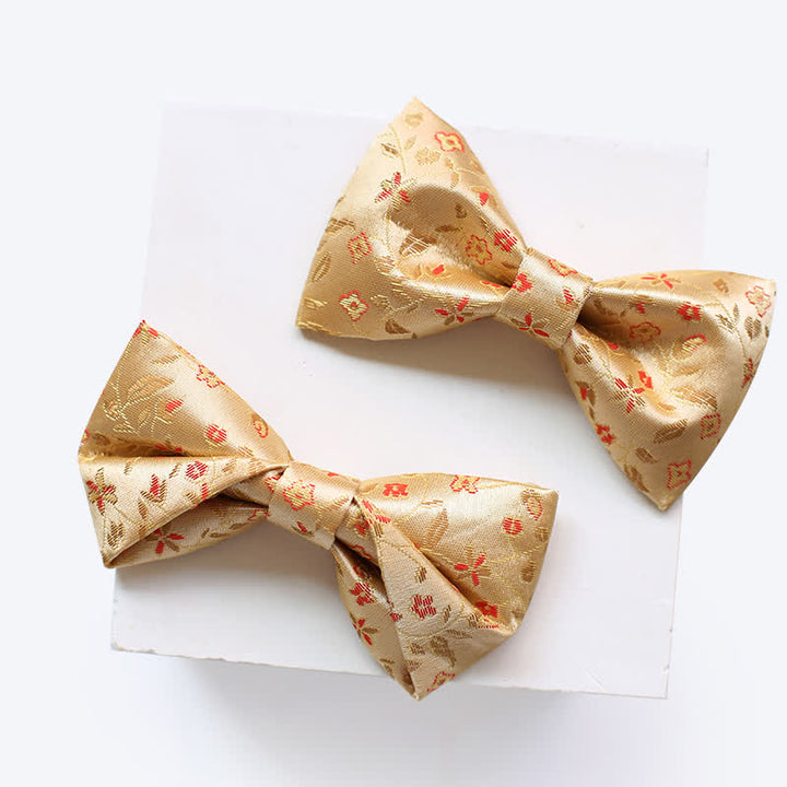 Papillon da uomo con fiori gialli e rossi lucidi