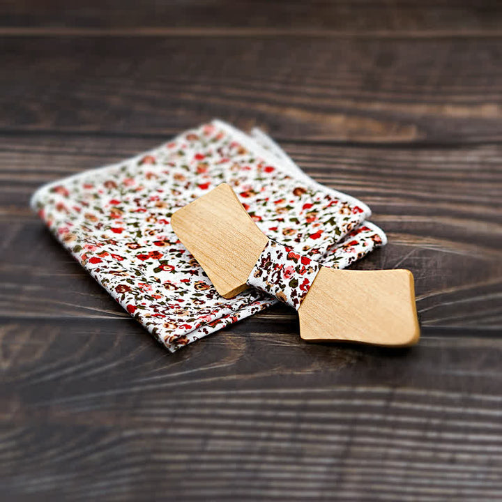 Set di 2 papillon in legno a forma di colletto da uomo