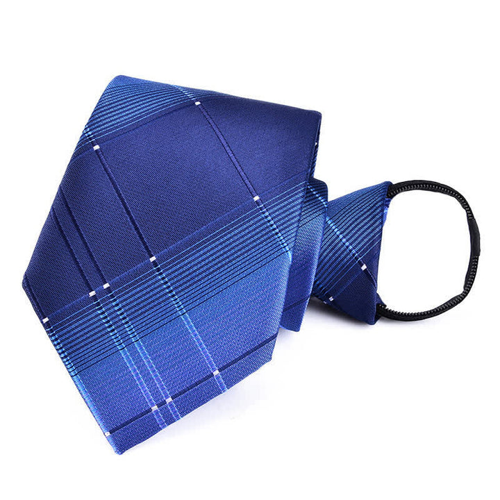 Cravatta a righe a quadri con cerniera da uomo - Plaid blu - image 12