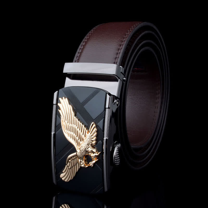 Cintura in pelle con fibbia automatica Animal Eagle da uomo