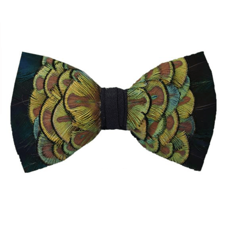 Papillon in piuma d'oca giallo-verde e nero della foresta - GialloVerde e Nero - image 0