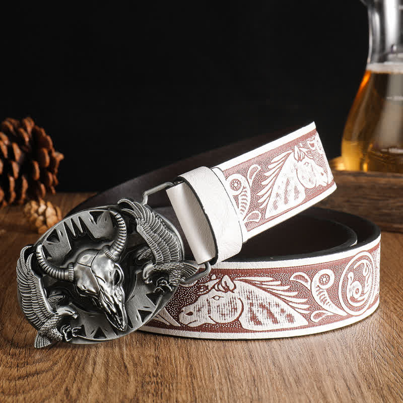 Cintura in pelle vintage Bull &amp; Dual Eagles da uomo
