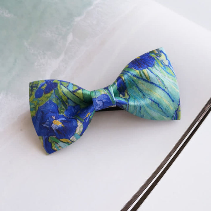 Papillon da uomo con stampa a olio creativo, motivo iris verde