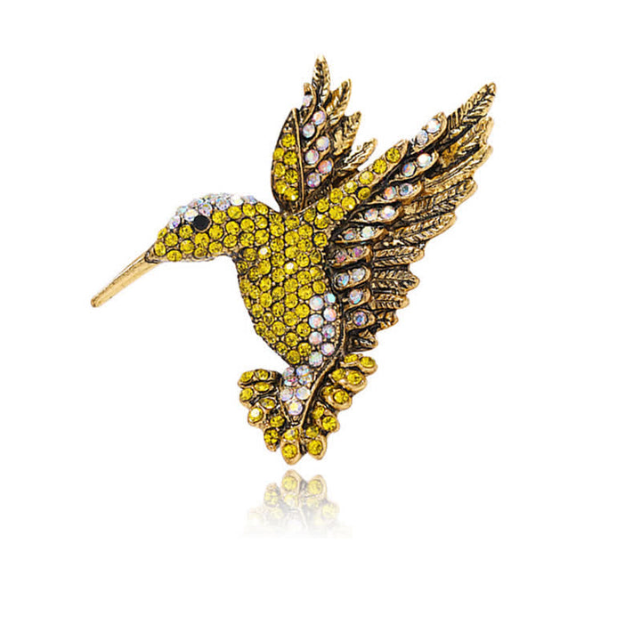 Spilla con strass a forma di colibrì da donna - Giallo - image 7