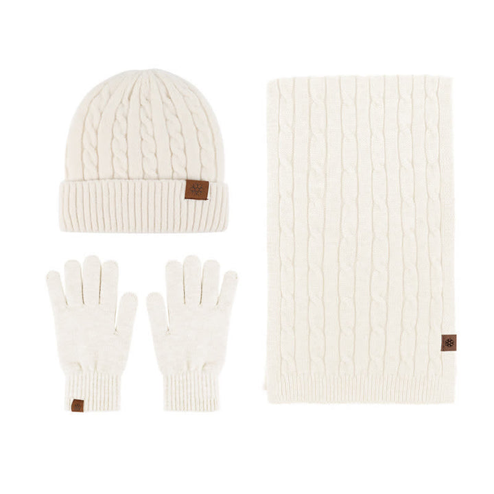Set di 3 pezzi unisex di caldo cappello sciarpa guanti