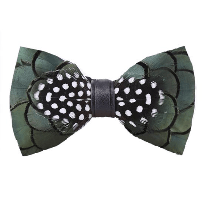 Papillon con piume verde scuro chic per bambini con spilla da bavero - Adulto - image 1