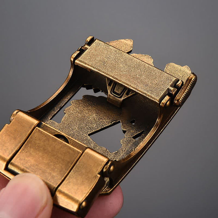 Cintura in pelle con fibbia automatica con testa d'aquila intagliata fai da te da uomo - image 9