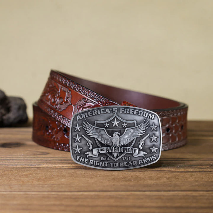 Cintura in pelle con fibbia America's Freedom Eagle fai da te da uomo