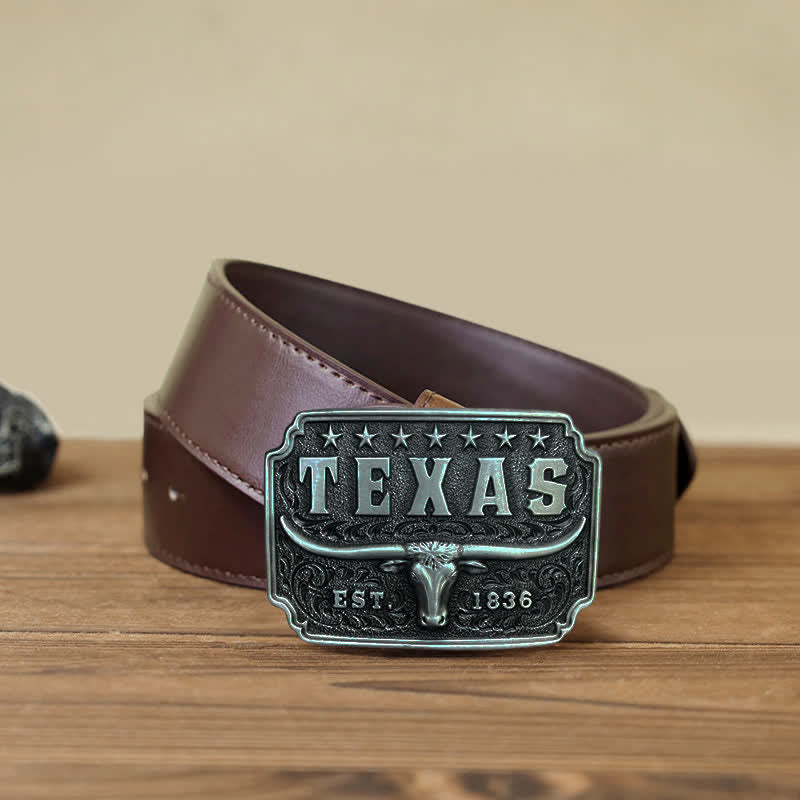 Cintura in pelle con fibbia Texas da cowboy fai da te da uomo