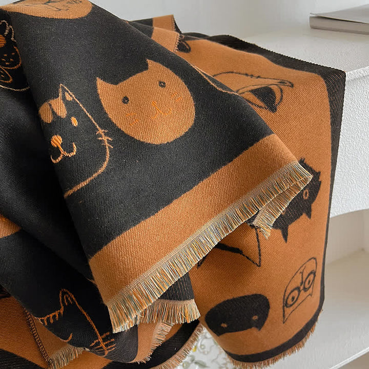 Sciarpa spessa elegante con gatto dei cartoni animati da donna