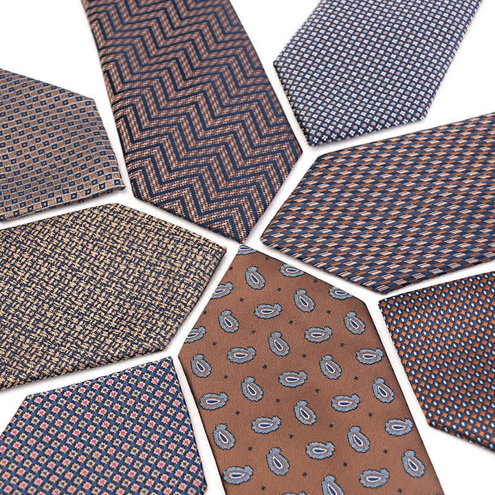Cravatta da uomo con micro-quadri della serie Coffee Brown - image 1