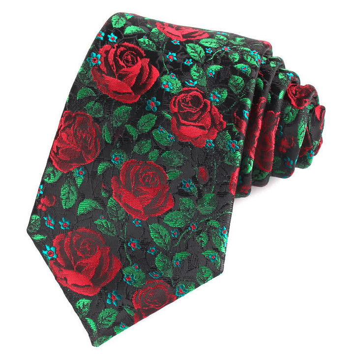 Cravatta elegante da uomo con foglie di rose