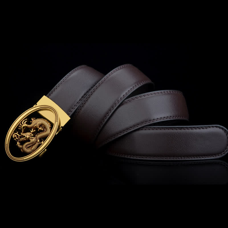 Cintura in pelle vintage con drago volante da uomo