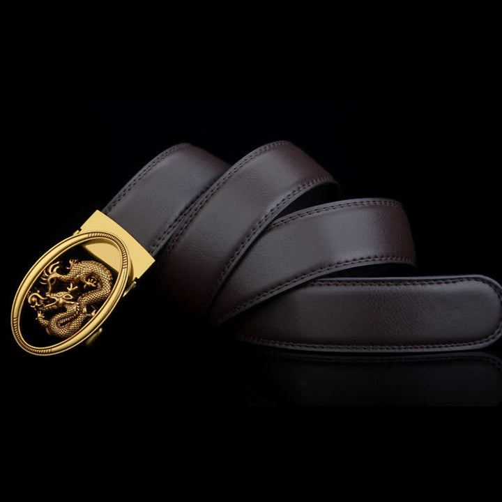 Cintura in pelle vintage con drago volante da uomo