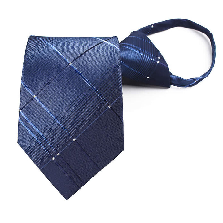 Cravatta da uomo con cerniera blu navy sfumata a quadri