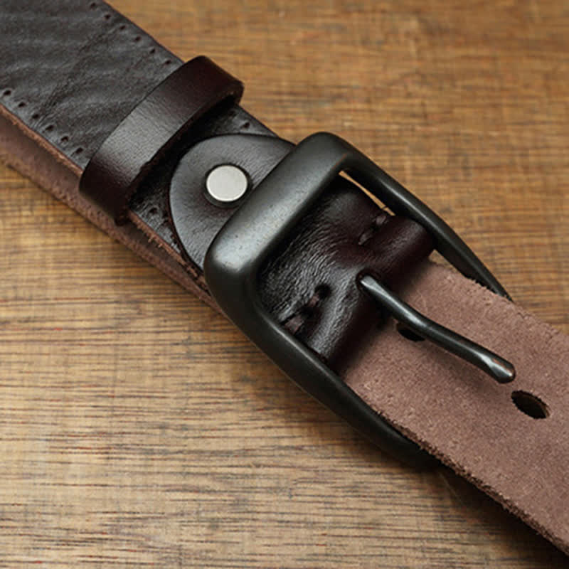 Cintura in pelle per pantaloni retrò fatti a mano da uomo