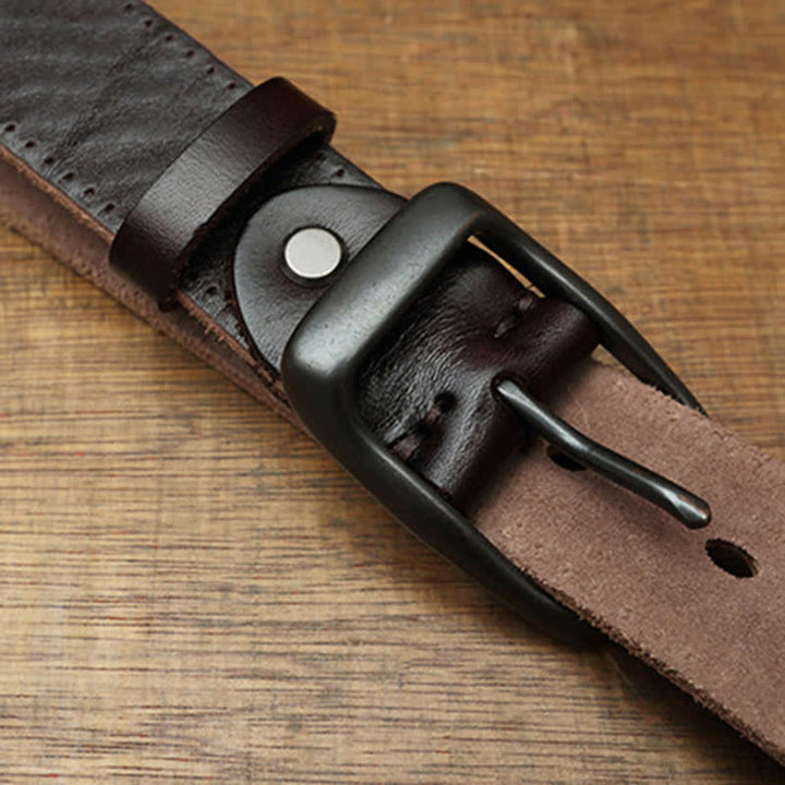 Cintura in pelle per pantaloni retrò fatti a mano da uomo
