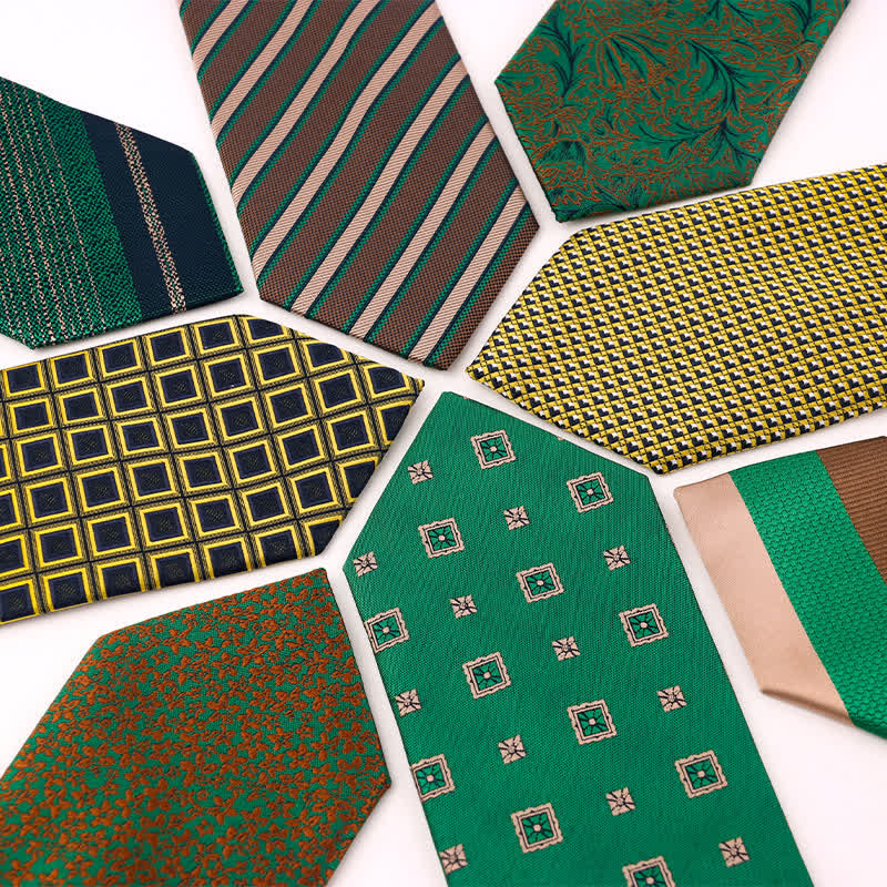 Cravatta da uomo serie verde e giallo fresco