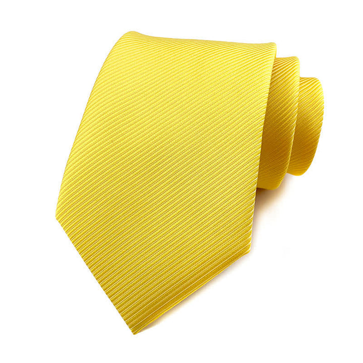 Cravatta da lavoro discreta in twill tinta unita da uomo - Giallo - image 3