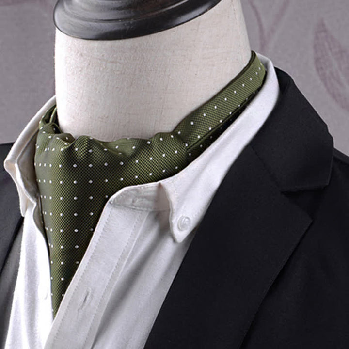 Cravatta OliveDrab con motivo a pois bianchi