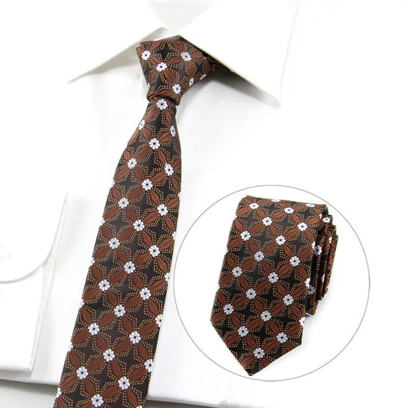Cravatta geometrica con ricamo floreale da uomo