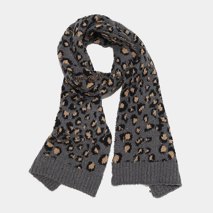 Set di 3 cappelli, sciarpe e guanti con stampa leopardata da donna