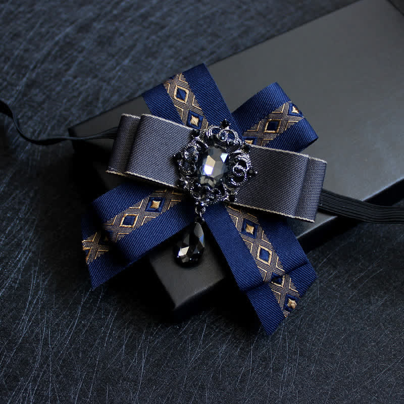 Papillon di lusso con strass blu a goccia
