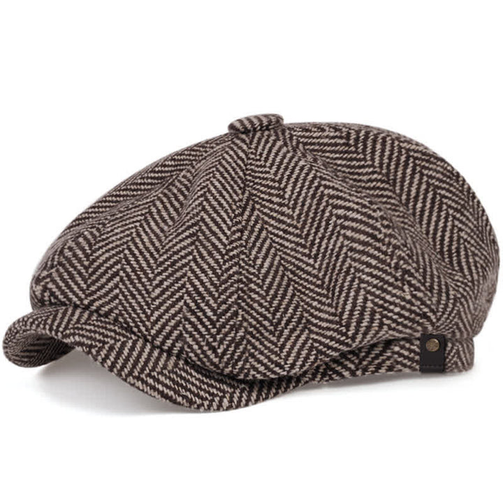 Berretto ottagonale con motivo a spina di pesce Peaky Hat - Caffè - Misura M (22"-22 7/8") - image 0