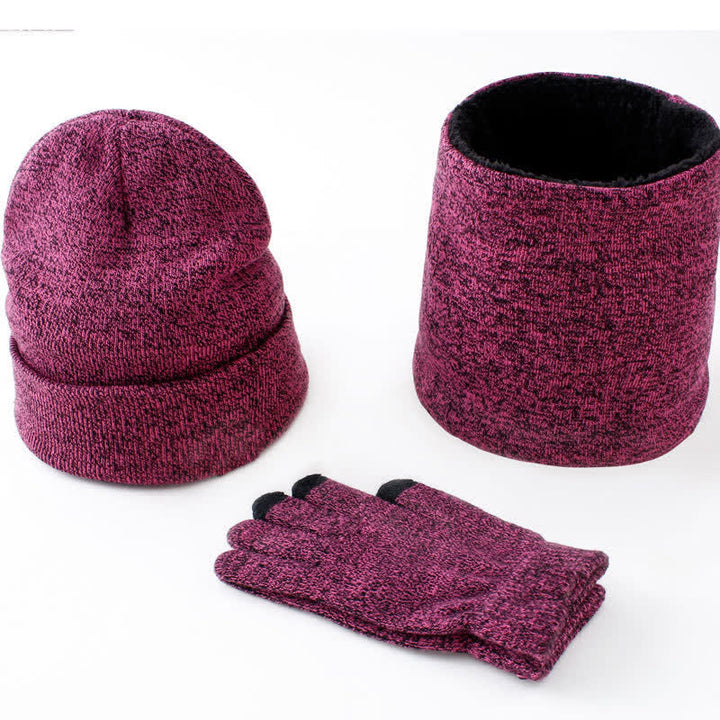 Set di 3 caldi cappelli, sciarpe e guanti touchscreen