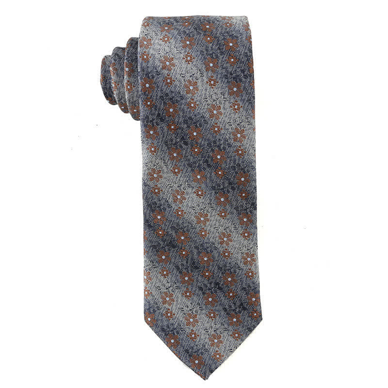 Cravatta da uomo retrò marrone - Fiore marrone - image 7