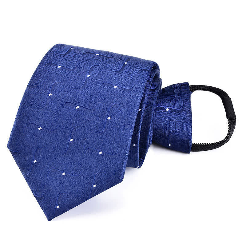 Cravatta a righe a quadri con cerniera da uomo - Puntini blu - image 15