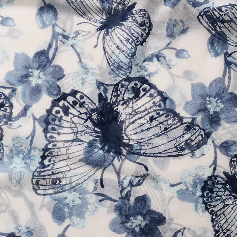 Sciarpa sottile con nappe floreali a farfalla da donna